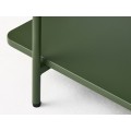 Modern&yacute; konferenčn&yacute; stol&iacute;k Koge s obdĺžnikovou vrchnou doskou a policou z kovu v olivovej zelenej farbe 110 cm
