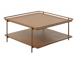 Modern&yacute; &scaron;tvorcov&yacute; konferenčn&yacute; stol&iacute;k Koge s policou v terakotovom hnedom odtieni z kovu 75 cm