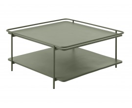 Modern&yacute; kovov&yacute; &scaron;tvorcov&yacute; konferenčn&yacute; stol&iacute;k Koge v olivovom zelenom preveden&iacute; s policou 75 cm