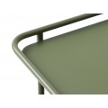 Modern&yacute; &scaron;tvorcov&yacute; pr&iacute;ručn&yacute; stol&iacute;k Koge z kovu v olivovej zelenej farbe s policou 45 cm