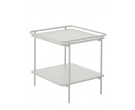 Modern&yacute; &scaron;tvorcov&yacute; pr&iacute;ručn&yacute; stol&iacute;k Koge s policou z kovu vo svetlom sivom odtieni s tepl&yacute;m n&aacute;dychom 45 cm