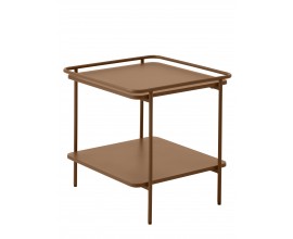 Modern&yacute; pr&iacute;ručn&yacute; stol&iacute;k Koge z kovu v terakotovej hnedej farbe so &scaron;tvorcovou vrchnou doskou a otvorenou policou 45 cm