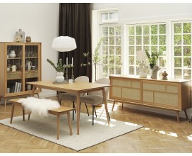 Retro &scaron;kandin&aacute;vska jed&aacute;lensk&aacute; zostava Aarhus vo svetlom hnedom dubovom preveden&iacute; s ratanov&yacute;mi detailmi