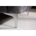 Luxusn&aacute; glamour taburetka Modern Barock so siv&yacute;m zamatov&yacute;m poťahom s chesterfield pre&scaron;&iacute;van&iacute;m so strieborn&yacute;mi nožičkami 92 cm 