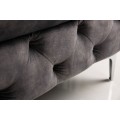Luxusn&aacute; glamour taburetka Modern Barock so siv&yacute;m zamatov&yacute;m poťahom s chesterfield pre&scaron;&iacute;van&iacute;m so strieborn&yacute;mi nožičkami 92 cm 