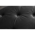 Luxusn&aacute; glamour lavica Modern Barock s čiernym zamatov&yacute;m poťahom s pre&scaron;&iacute;van&iacute;m a gomb&iacute;kmi so strieborn&yacute;mi kovov&yacute;mi nohami 170 cm 