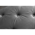 Luxusn&aacute; glamour lavica Modern Barock so siv&yacute;m zamatov&yacute;m poťahom s chesterfield pre&scaron;&iacute;van&iacute;m a strieborn&yacute;mi kovov&yacute;mi nohami 170 cm 