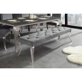 Luxusn&aacute; glamour lavica Modern Barock so siv&yacute;m zamatov&yacute;m poťahom s chesterfield pre&scaron;&iacute;van&iacute;m a strieborn&yacute;mi kovov&yacute;mi nohami 170 cm 