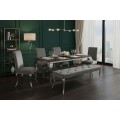 Luxusn&aacute; glamour lavica Modern Barock so siv&yacute;m zamatov&yacute;m poťahom s chesterfield pre&scaron;&iacute;van&iacute;m a strieborn&yacute;mi kovov&yacute;mi nohami 170 cm 
