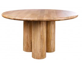 Luxusn&yacute; art deco hned&yacute; okr&uacute;hly jed&aacute;lensk&yacute; st&ocirc;l Sonia z mas&iacute;vneho mangov&eacute;ho dreva s tromi valcov&yacute;mi nožičkami 140 cm