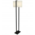 Industriálna obdĺžniková stojaca lampa Ambient s textilným oválným tienidlom svetlej farby s vysokou čiernou konštrukciou so základňou z MDF materiálu v čiernej farbe