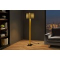 Modern&aacute; glamour stojaca lampa Ambient so zlat&yacute;m kovov&yacute;m r&aacute;mom s tmav&yacute;m textiln&yacute;m tienidlom a obdĺžnikovou podstavou  160 cm 