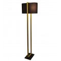 Luxusná glamour obdĺžniková stojaca lampa Ambient s oválnym tmavým látkovým tienidlom so zlatým kovovým rámom s povrchovovu úpravou a  zlatou obdĺžnikovou podstavou z MDF materiálu a dlhým prívodným káblom