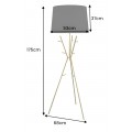Modern&aacute; glamour stojaca lampa Mervik so zlatou trojitou kon&scaron;trukciou s odkladac&iacute;m priestorom a tmav&yacute;m tienidlom 175 cm 