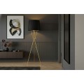 Modern&aacute; glamour stojaca lampa Mervik so zlatou trojitou kon&scaron;trukciou s odkladac&iacute;m priestorom a tmav&yacute;m tienidlom 175 cm 