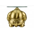 Glamour okr&uacute;hly pr&iacute;ručn&yacute; stol&iacute;k Pop Atelier so zlatou sumo podstavou a s doskou z temperovan&eacute;ho bezpečnostn&eacute;ho skla 32 cm