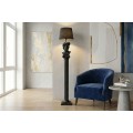 Dizajnov&aacute; vintage čierna stojaca lampa Antica v tvare antick&eacute;ho stĺpa s bustou D&aacute;vida s okr&uacute;hlym textiln&yacute;m tienidlom 120 cm