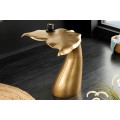 Modern&yacute; glamour kovov&yacute; pr&iacute;ručn&yacute; stol&iacute;k Whale v atypickom tvare rybej plutvy zlatej farby 57 cm