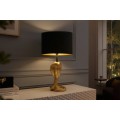 Dizajnov&aacute; glamour stoln&aacute; lampa Tierra Glam so zlatou kovovou podstavou v tvare kobry s čiernym tienidlom 65 cm