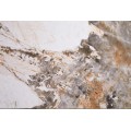 Art deco konferenčn&yacute; stol&iacute;k Delin s dvomi otočn&yacute;mi okr&uacute;hlymi doskami s dizajnom bielo-hned&eacute;ho mramoru so zlatou podstavou 135 cm