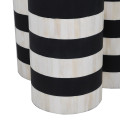 Luxusn&yacute; art deco okr&uacute;hly jed&aacute;lensk&yacute; st&ocirc;l Siciliano s pruhovan&yacute;m dizajnom v čiernej a bielej farbe s intarziou 101 cm
