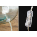 Dizajnov&aacute; modern&aacute; stoln&aacute; lampa Glassy s priehľadnou nohou zo skla s bielym textiln&yacute;m tienidlom 60 cm