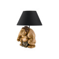Dizajnov&aacute; stoln&aacute; lampa Pop Atelier s čiernym tienidlom a fig&uacute;rou sumo bojovn&iacute;ka v hnedej a b&eacute;žovej farbe v pop art &scaron;t&yacute;le 49 cm