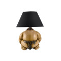 Dizajnov&aacute; stoln&aacute; lampa Pop Atelier s čiernym tienidlom a fig&uacute;rou sumo bojovn&iacute;ka v hnedej a b&eacute;žovej farbe v pop art &scaron;t&yacute;le 49 cm