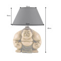 Dizajnov&aacute; stoln&aacute; lampa Pop Atelier s čiernym tienidlom a fig&uacute;rou sumo bojovn&iacute;ka v hnedej a b&eacute;žovej farbe v pop art &scaron;t&yacute;le 49 cm