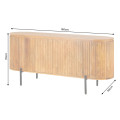 Modern&yacute; art deco ov&aacute;lny &scaron;tvordverov&yacute; pr&iacute;born&iacute;k Gatsby z mangov&eacute;ho dreva v pr&iacute;rodnej hnedej farbe s lamelov&yacute;m dekorom 160 cm