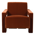 Luxusn&eacute; art deco kreslo Phineas s celoplo&scaron;n&yacute;m poťahom v sp&aacute;lenej oranžovej farbe s dizajnov&yacute;mi geometrick&yacute;mi opierkami 75 cm
