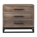 Luxusn&aacute; vintage komoda Forge s tromi z&aacute;suvkami z mas&iacute;vneho dreva v patinovanom hnedom preveden&iacute; s čiernym kovom 90 cm