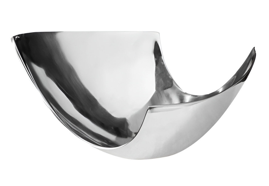 Modern&aacute; dizajnov&aacute; strieborn&aacute; misa Abstract s asymetrickou siluetou z kovu 25 cm