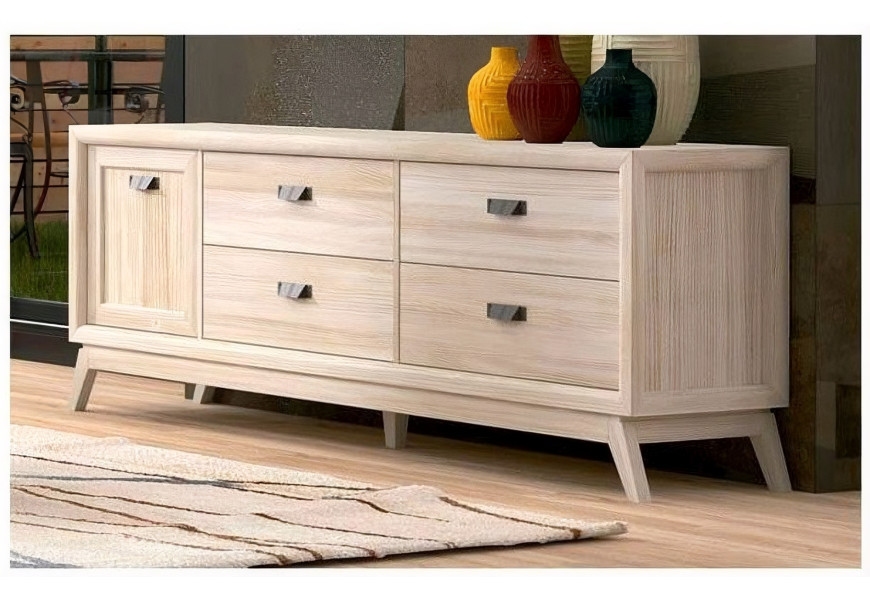 Luxusn&yacute; modern&yacute; TV stol&iacute;k Rodas s jedn&yacute;mi dvierkami a &scaron;tyrmi z&aacute;suvkami z mas&iacute;vneho dreva 187 cm