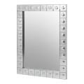 Luxusné moderné art deco závesné zrkadlo Esquire s obdĺžnikovým rámom deleným na štvorcové segmenty s geometrickým prehĺbeným kruhom v reflexnom zrkadlovom prevedení zo skla