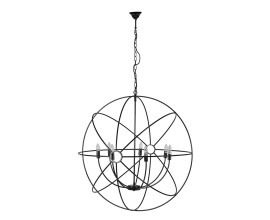 Luxusný moderný luster Astral s čiernou kovovu konštrukciou so sférickým geometrickým dizajnom 102 cm
