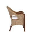 Vintage ratanov&eacute; kreslo New Cobra Rattan s hust&yacute;m v&yacute;pletom v pr&iacute;rodnej svetlej hnedej farbe s tmav&scaron;&iacute;m r&aacute;mom z mahag&oacute;nu 60 cm