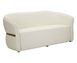 Luxusn&aacute; art deco dvojmiestna kožen&aacute; sedačka Juteg v bielej farbe s leskl&yacute;m kovov&yacute;m vzhľadom 160 cm