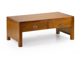 Elegantný masívny konferenčný stolík Star z dreva mindi s dvomi zásuvkami 100cm