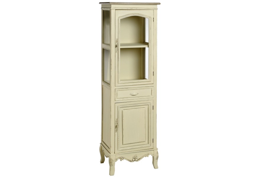 Vitrína VILLAGE nízka s nepriehľadnými dvierkami a sklom