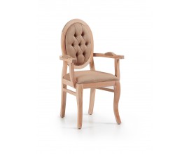 Luxusná elegantná stolička s lakťovými opierkami čalunená Bromo z masívu