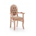 Luxusná elegantná stolička s lakťovými opierkami čalunená Bromo z masívu
