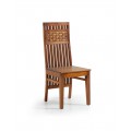Luxusná drevená jedálenská stolička Star z masívu mindi hnedej farby