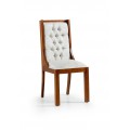 Exkluzívna jedálenská stolička Star z masívneho dreva mindi s chesterfield prešívaním