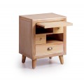 Luxusný nočný stolík s výsuvnou doskou z dreva mindi svetlej farby