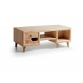 Štýlový konferenčný stolík s odkladacím priestorom je vyrobený z exotického dreva Mindi