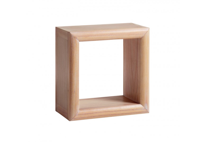 Štýlová štvorcová polička Bromo je vyrobená z exotického dreva Mindi, ktoré je veľmi cenené pre svoje vlastnosti