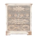 Luxusná vintage komoda Malfara z masívneho svetlohnedého dreva so štyrmi zásuvkami a s vyrezávaným zdobením