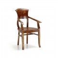 Masívna luxusná stolička Star z dreva mindi hnedej farby s opierkami na ruky