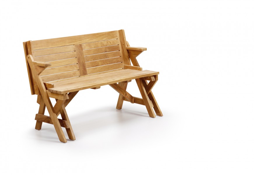 Dizajnová lavica a stôl Teak v jednom Jardin